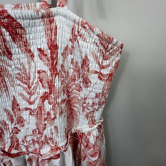 Torrid Peach Orange Floral Smocked Sundress Size 3 22/24 3X Midi Dress - Picture 8 of 13